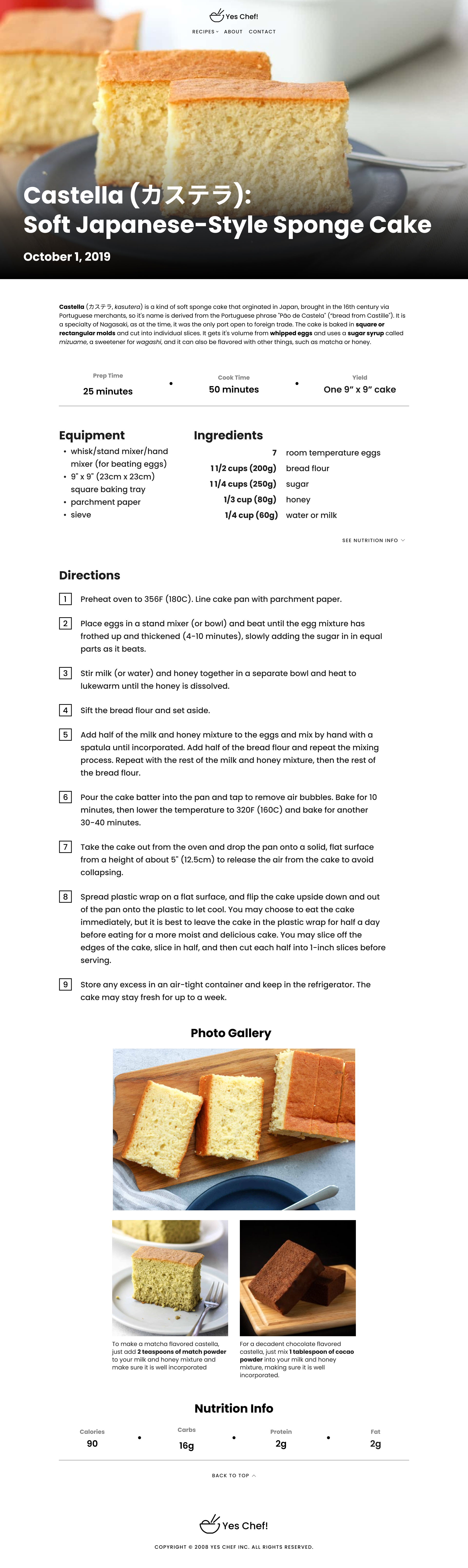 blog style recipe page on desktop