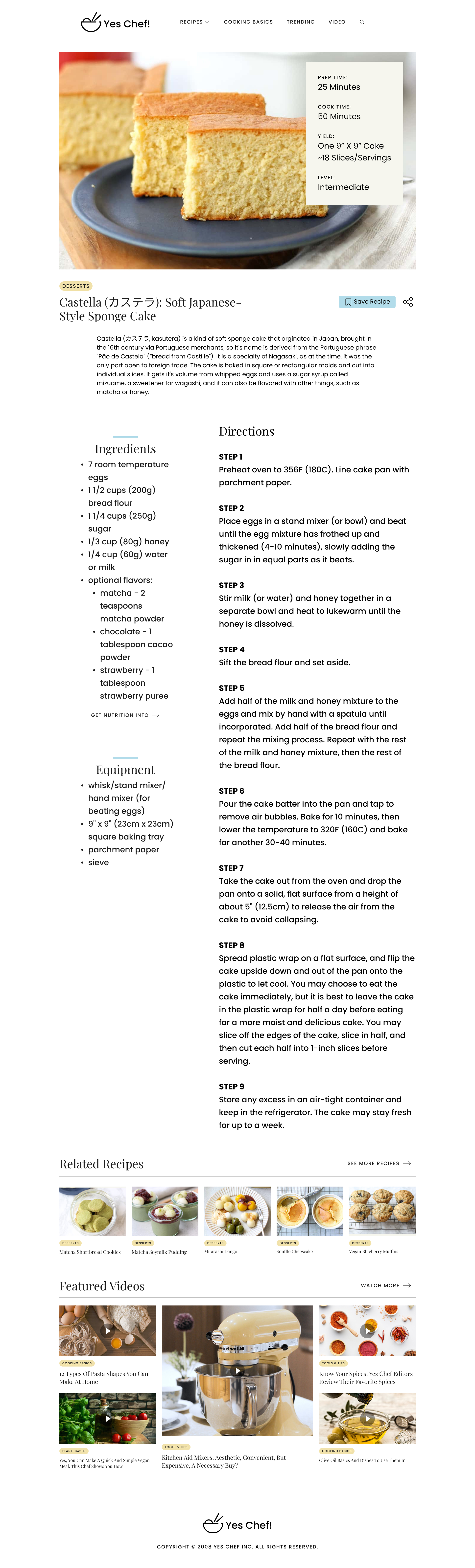 editorial style recipe page on desktop