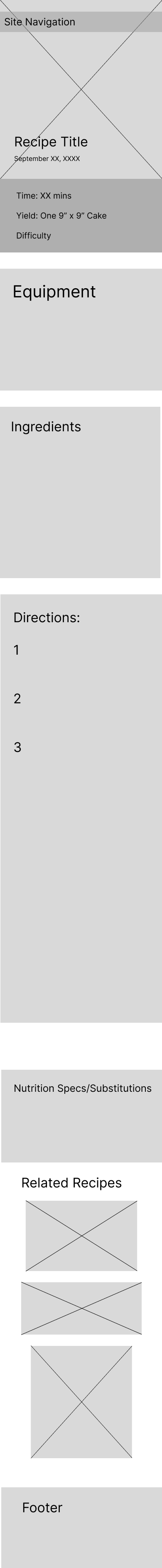 sketch of recipe page on mobile