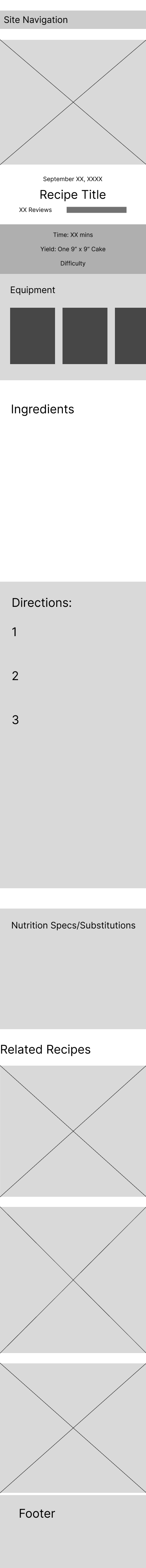 sketch of recipe page on mobile